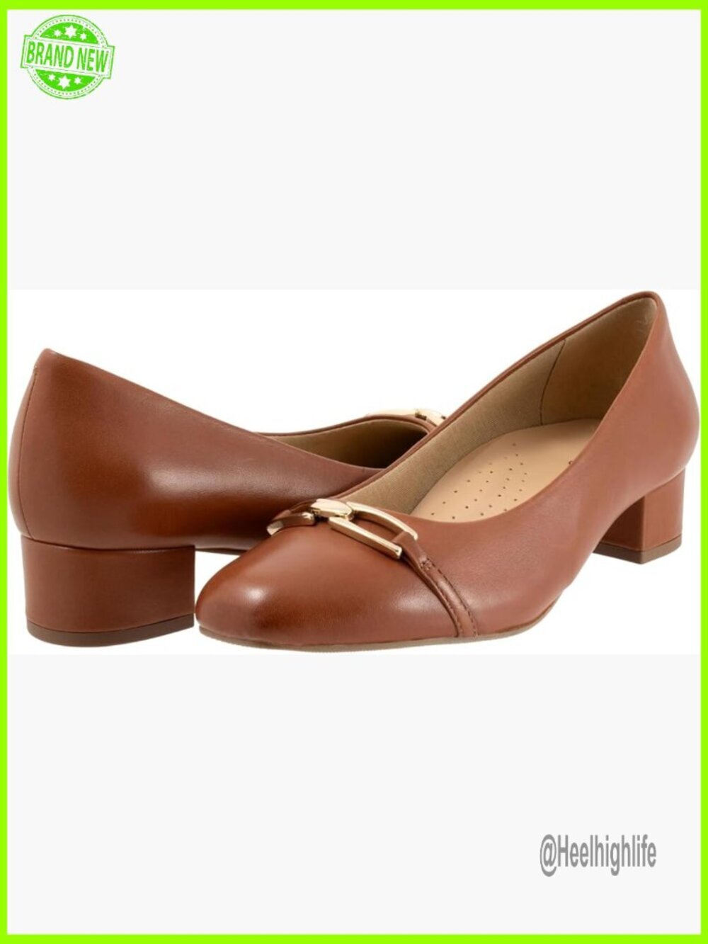 Soft Leather Low Heel Pumps with Cushioned Footbed Arch Support